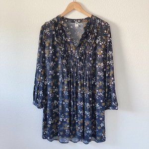 Old Navy Floral Long Sleeve Tunic Dress V-Neck